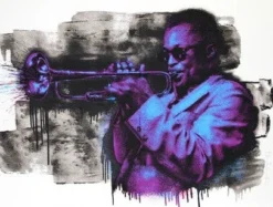 Mr. Brainwash Miles Davis - Mr Brainwash Poster Print MBW Purple And Blue Street Art