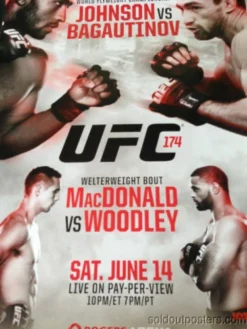 Sold Out Posters UFC 174 - 2014 Poster Print Johnson Vs. Bagautinov And Macdonald Vs. Woodley MMA