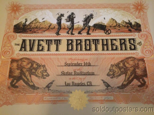 The Avett Brothers - 2014 Zeb Love Poster Print Shrine Auditorium Los Angeles Gig Posters