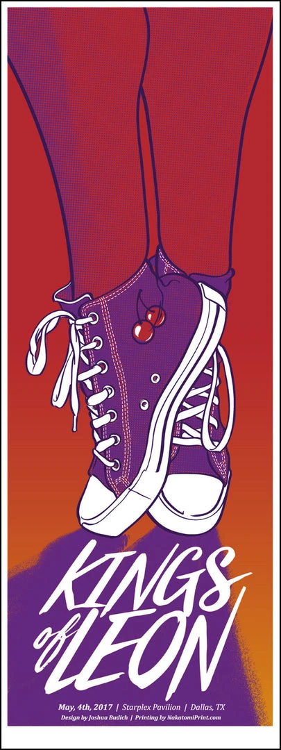 Kings Of Leon - 2017 Joshua Budich Poster Dallas, TX Starpress Pavilion Gig Posters