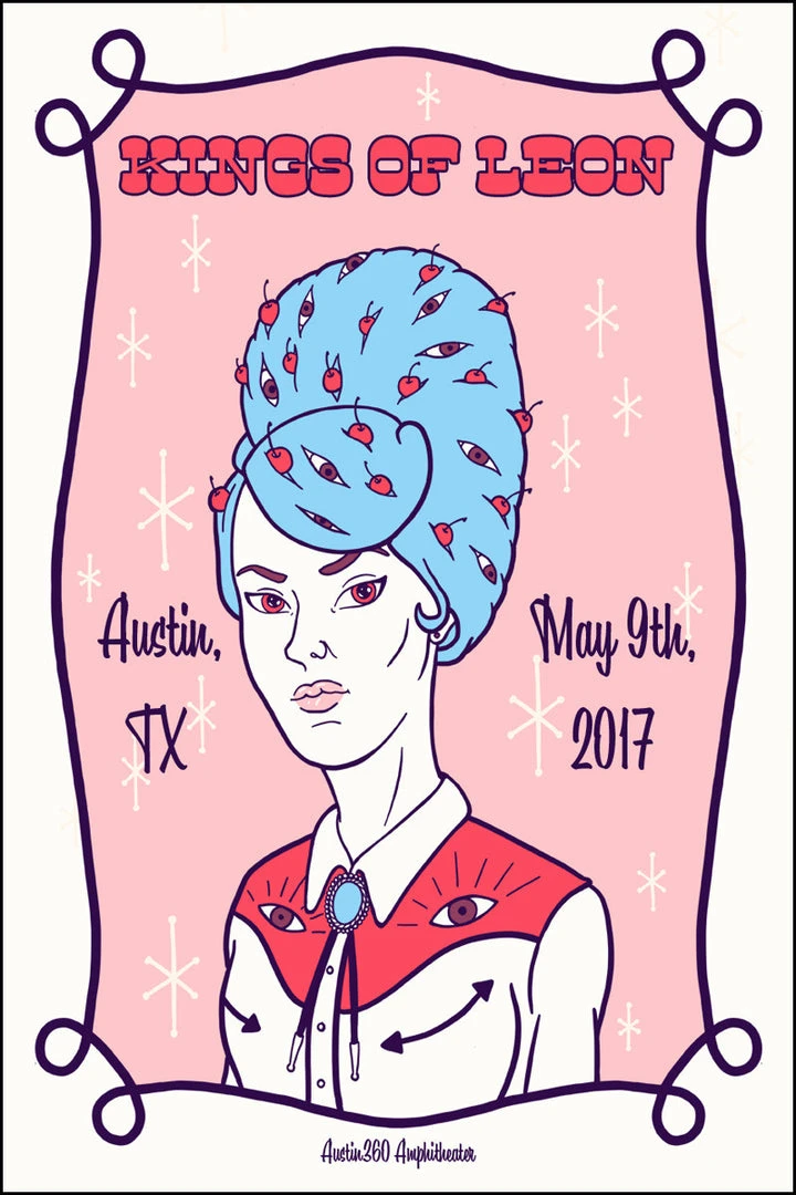 Gig Posters Kings Of Leon - 2017 Tyler Skaggs Poster Austin, Texas 360 Amphitheater