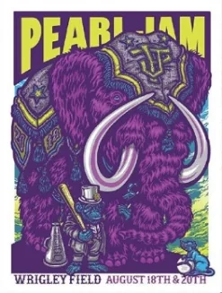Ames Brothers Pearl Jam - 2018 Ames Design Poster Chicago, IL Wrigley Field
