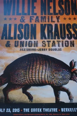 Willie Nelson - 2015 Zeb Love Poster Print Allison Krauss Berkeley GA