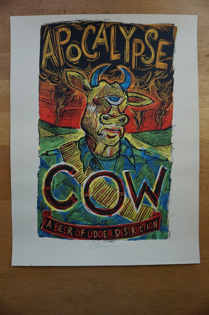 Apocalypse Cow - 2009 Dan Grzeca Poster Chicago, IL Three Floyds Art Prints