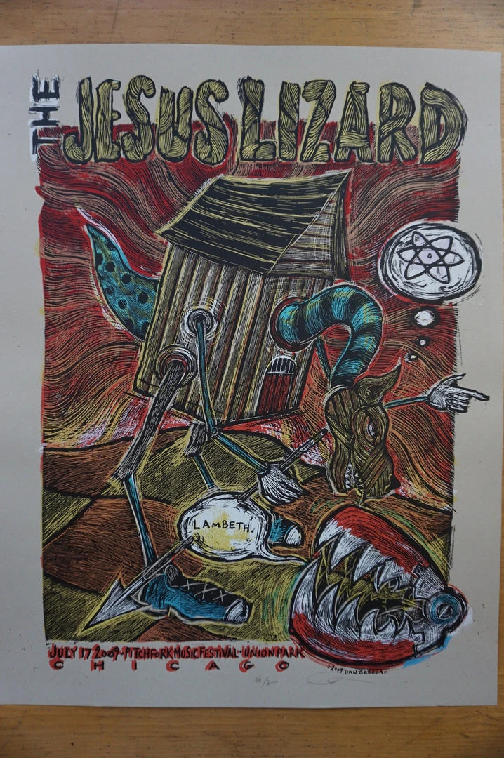Jesus Lizard - 2009 Dan Grzeca Poster Chicago, IL Union Park