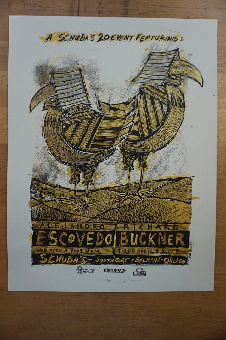 Escovedo Buckner - 2009 Dan Grzeca Poster Chicago, IL Schubas