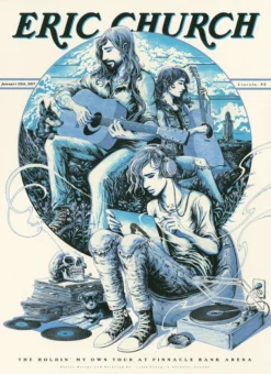 Gig Posters Eric Church - 2017 Miles Tsang Poster Lincoln, NE AP Round Here Blues