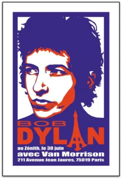 Bob Dylan - 1998 Nick Boyle Poster Paris, France Van Morrison Gig Posters