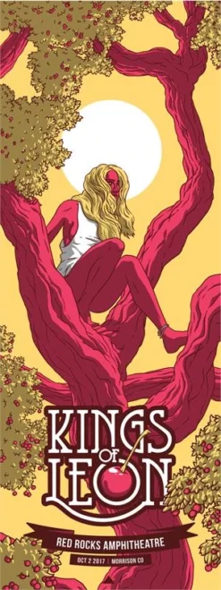 Colorado Kings Of Leon - 2017 Florey Poster Morrison, CO Red Rocks