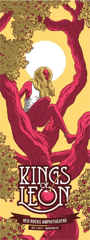 Colorado Kings Of Leon - 2017 Florey Poster Morrison, CO Red Rocks