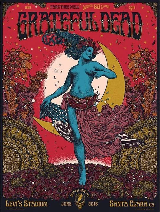 Grateful Dead - 2015 Richey Beckett Poster Santa Clara, CA