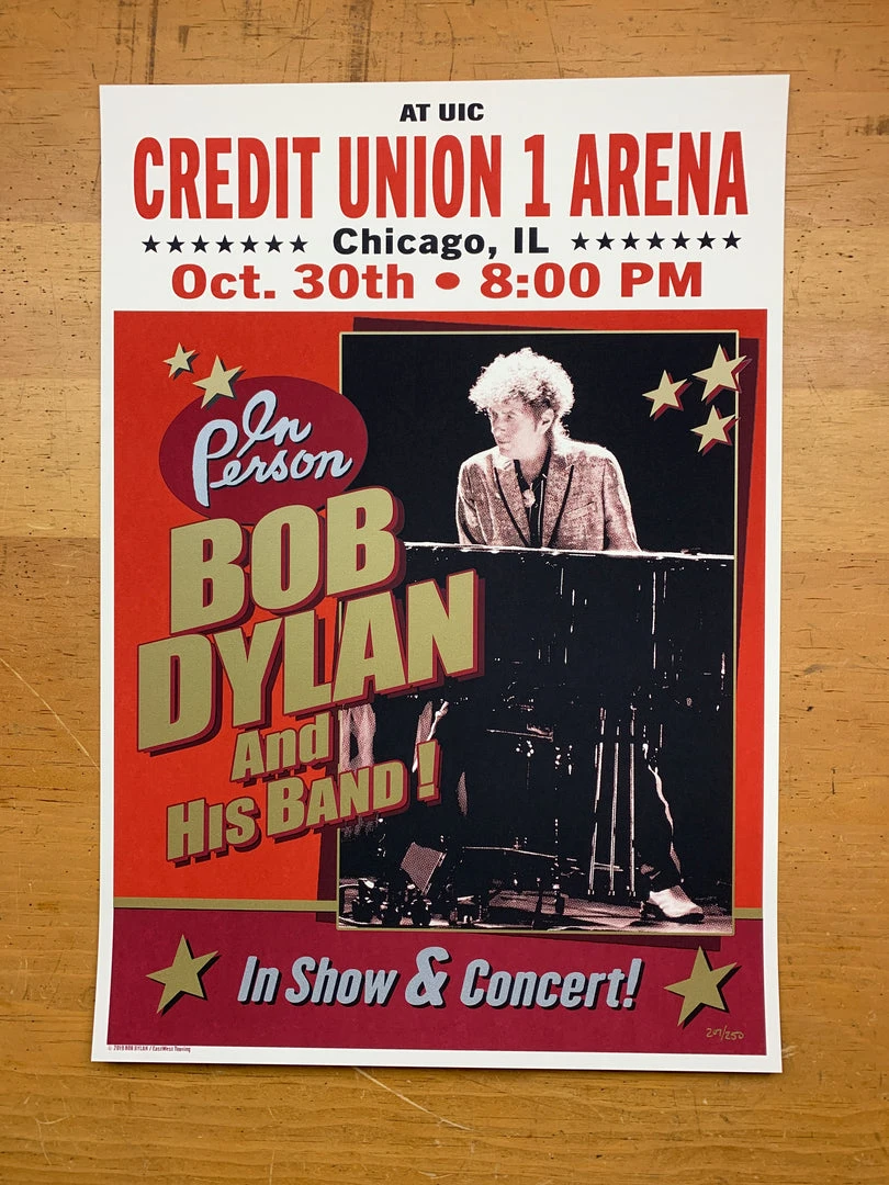 Bob Dylan - 2019 Geoff Gans Poster Chicago UIC Credit Union 1 Arena