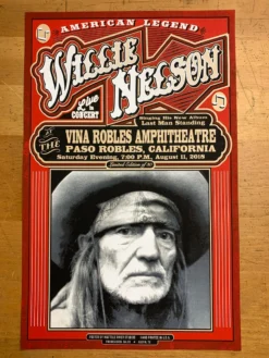 Willie Nelson - 2018 Mattole River Studios Poster Paso Robles, CA