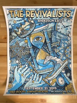 Gregg Gordon Colorado The Revivalists - 2019 Gigart Poster Red Rocks Morrison, CO AP