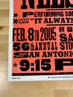 Willie Nelson - 2005 Franks Brothers Poster San Antonio, Texas