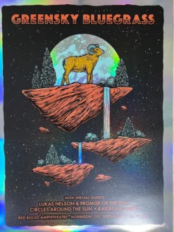 Greensky Bluegrass - 2021 Logan Schmitt Poster Morrison, CO Red Rocks FOIL