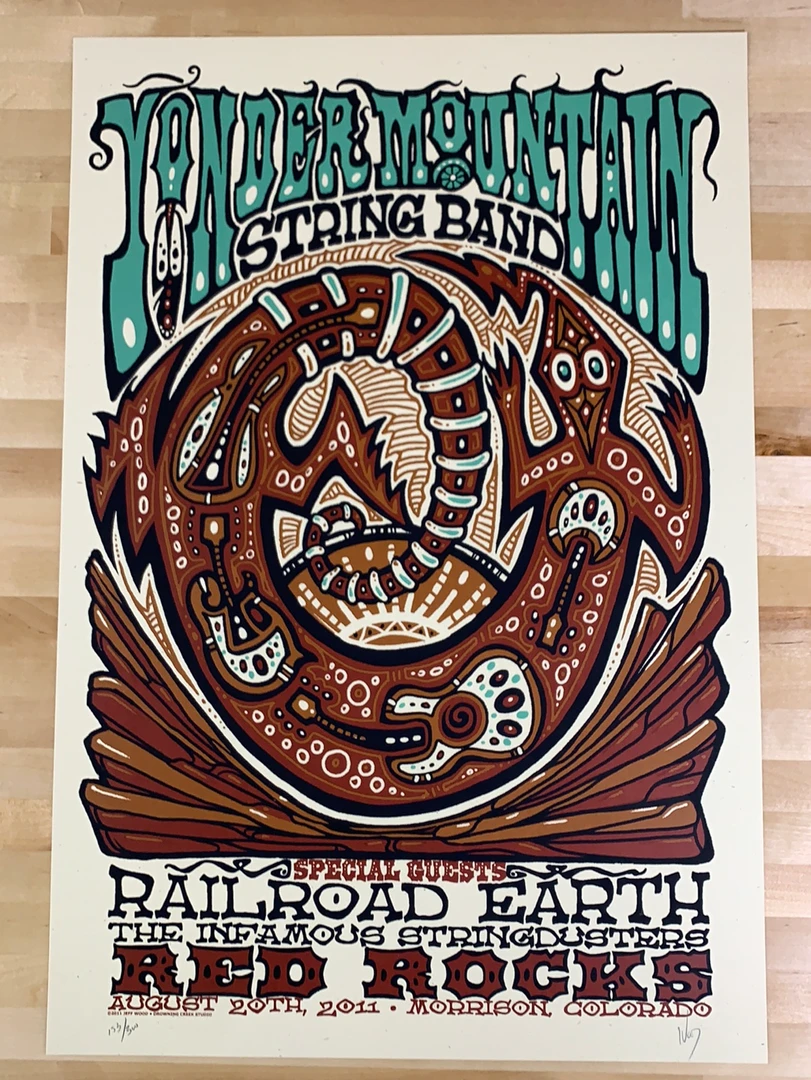 Yonder Mountain String Band - 2011 Jeff Wood Poster Red Rocks Morrison, CO