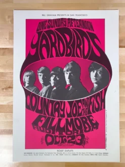 Yardbirds - 1966 John H Myers Poster San Francisco, CA The Fillmore 2nd
