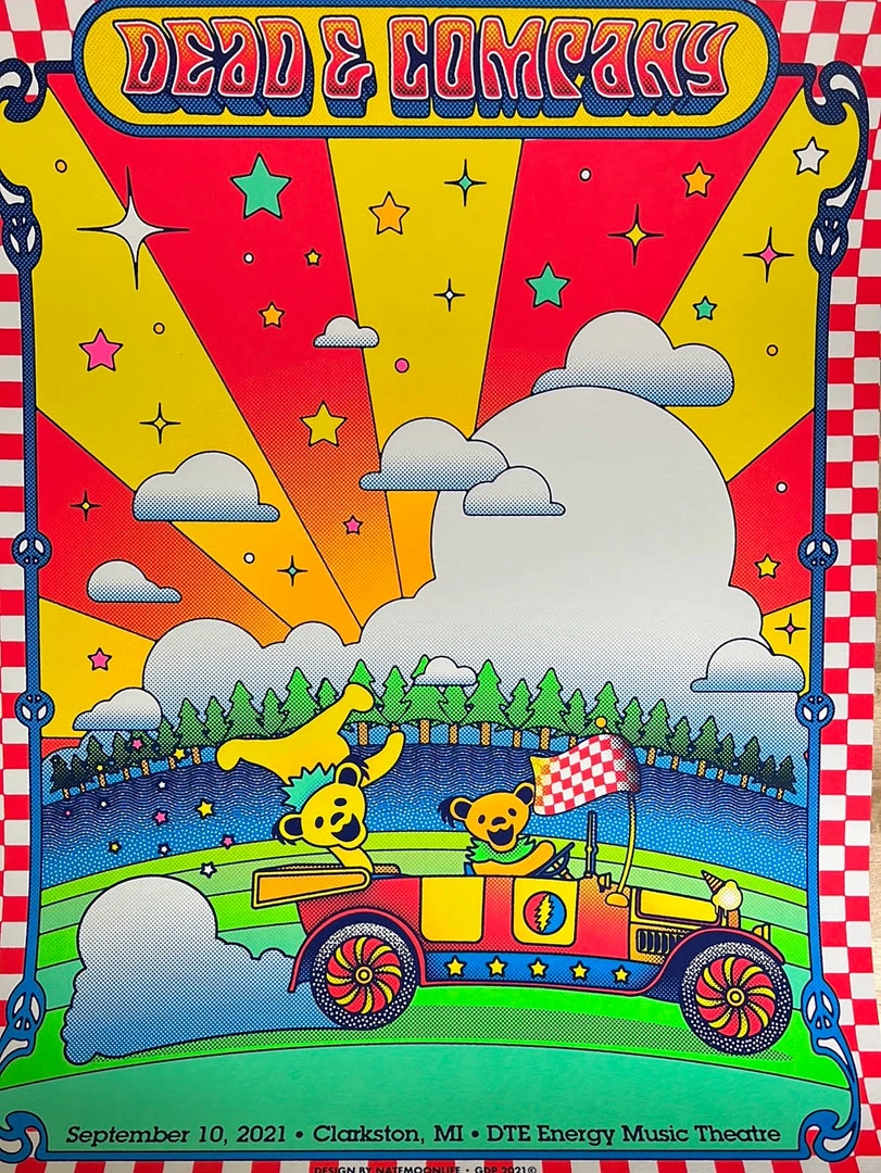 Dead & Company - 2021 Nate Gonzalez Poster Clarkston, MI DTE Energy Gig Posters