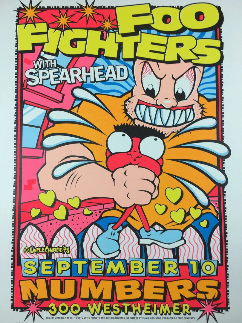 Foo Fighters - 1995 Uncle Charlie Poster Houston, TX Numbers Gig Posters
