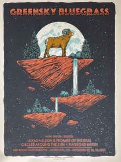 Greensky Bluegrass - 2021 Logan Schmitt Poster Morrison, CO Red Rocks