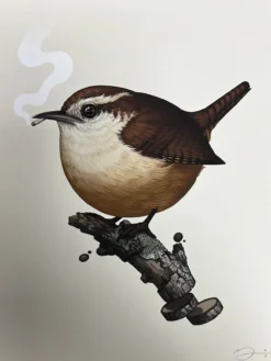 Fat Bird - 2019 Mike Mitchell Poster Carolina Wren Variant