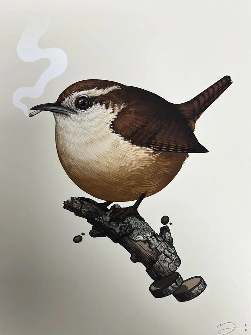 Fat Bird - 2019 Mike Mitchell Poster Carolina Wren Variant