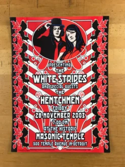 Gig Posters The White Stripes - 2003 Dennis Loren Poster Detroit, MI Masonic Temple