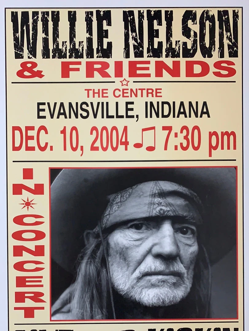 Willie Nelson - 2004 Franks Brothers 12/10 Poster Evansville, IN