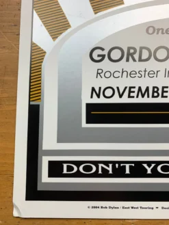 Bob Dylan - 2004 Geoff Gans Poster Rochester, NY Gordon Field House SILVER Varia