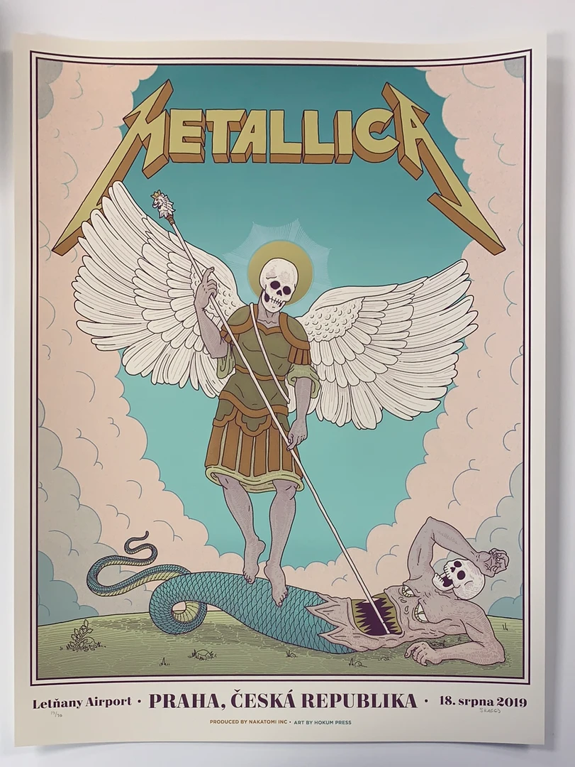 Metallica - 2019 Tyler Skaggs Poster Prague, Praha Gig Posters