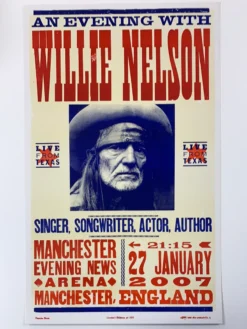 Willie Nelson - 2007 Hatch Show Print 1/27 Poster Manchester, England Gig Posters