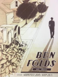 Ben Folds - 2015 Justin Santora Poster Chicago, IL Park West