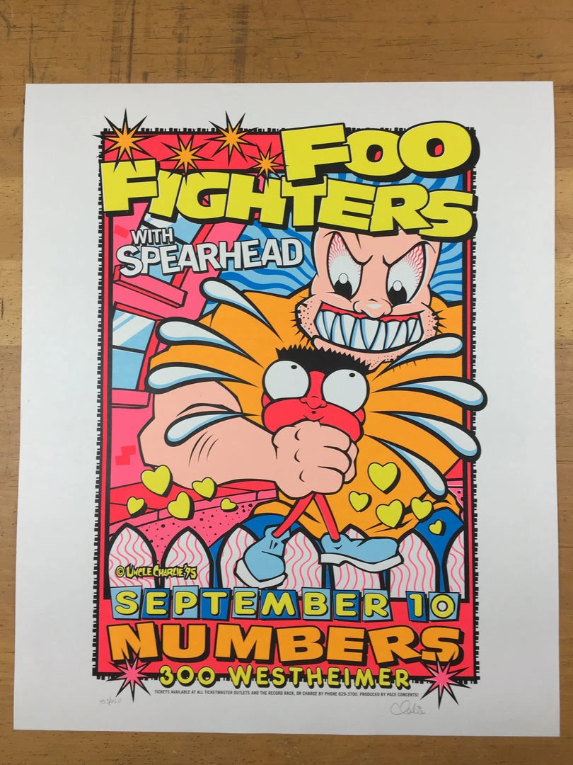 Foo Fighters - 1995 Uncle Charlie Poster Houston, TX Numbers Gig Posters