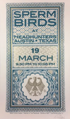 Gig Posters Sperm Birds - 2011 Chuck Sperry Poster Austin, TX Headhunters