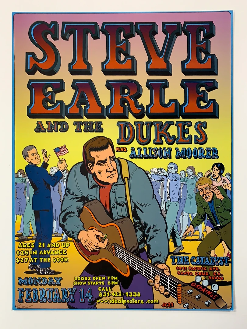 Gig Posters Steve Earle - 2005 Spain Rodriguez Poster Santa Cruz, CA