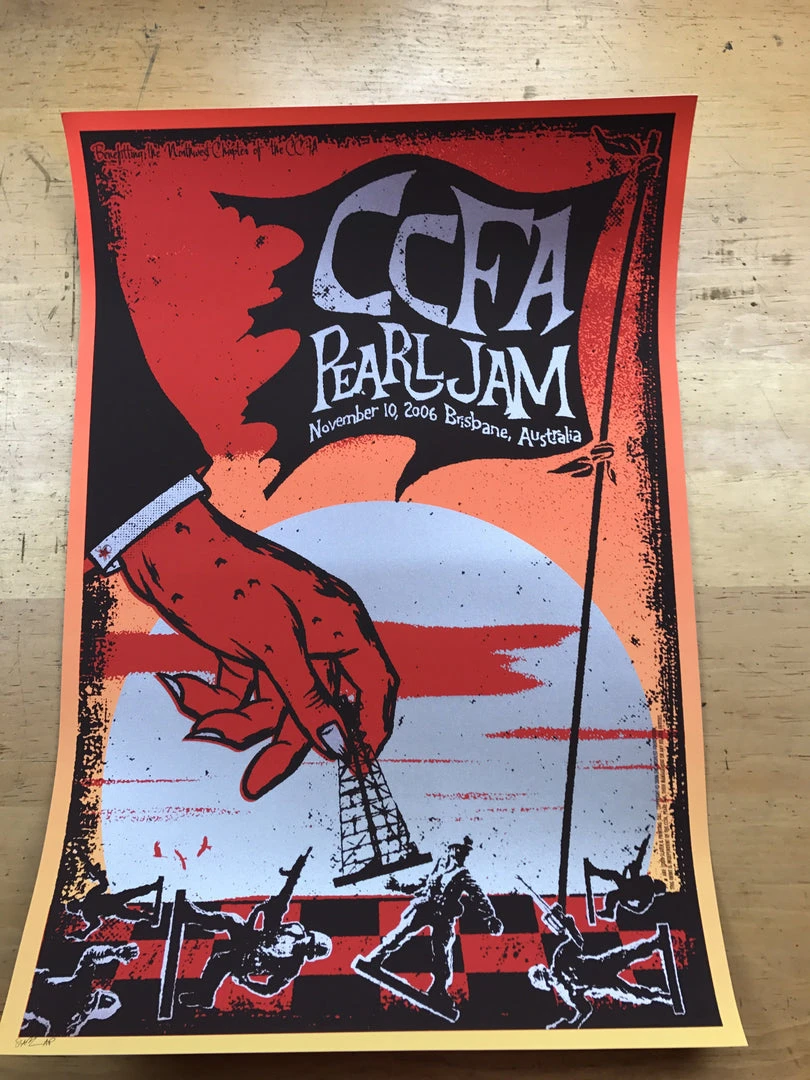 Gig Posters Pearl Jam - 2006 Todd Slater Poster CCFA Australia Hawaii SE SILVER