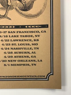 Gig Posters Yonder Mountain String Band - 2009 Jaime Cervantes Poster Spring Tour