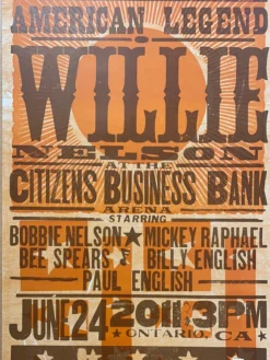 Willie Nelson - 2011 Hatch Show Print 6/24 Poster Ontario, California