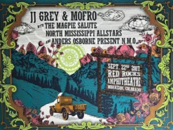 JJ Grey & Mofro - 2017 Derek Hatfield Poster Red Rocks Morrison, CO