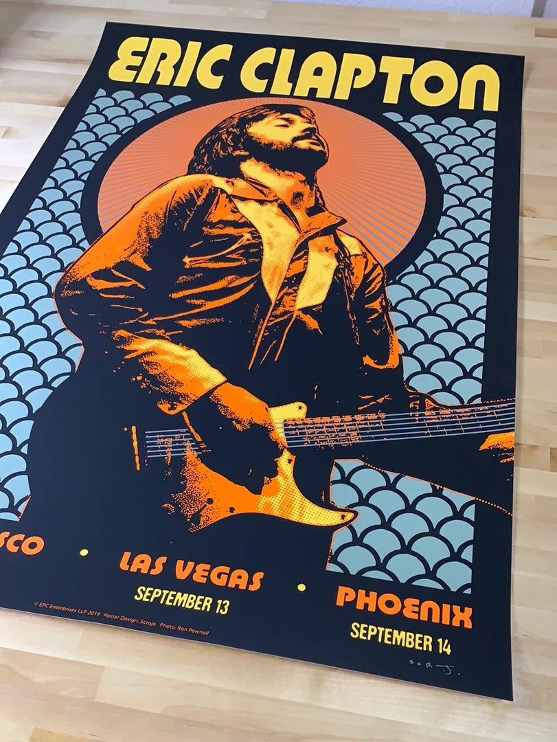 Eric Clapton - 2019 Scrojo Poster USA Tour Vegas, Phoenix, San Fran Gig Posters