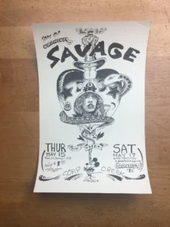Uranium Savage - 1975 Kerry Awn Poster Austin, TX Soap Creek Saloon Gig Posters