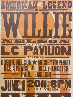 Willie Nelson - 2011 Hatch Show Print 6/1 Poster Columbus, Ohio Gig Posters
