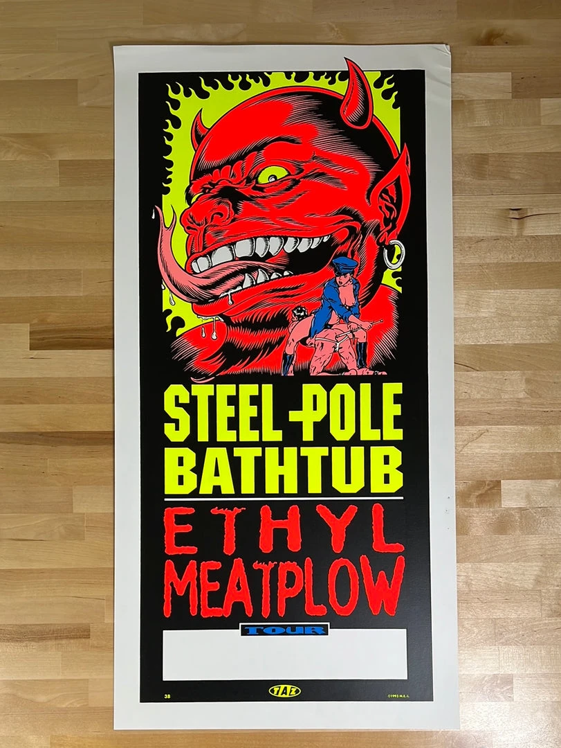 TAZ Steel Pole Bathtub - 1993 T.A.Z. Poster Ethyl Meatplow Tour 1st Ed