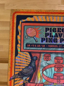 Foil Posters Pigeons Playing Ping Pong - 2020 Status Serigraph FOIL Poster Morris, CT