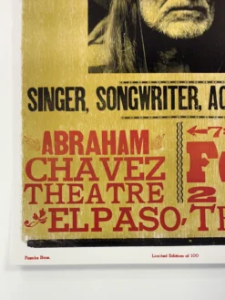 Willie Nelson - 2006 Hatch Show Print 2/12 Poster El Paso, Texas Abraham Chavez