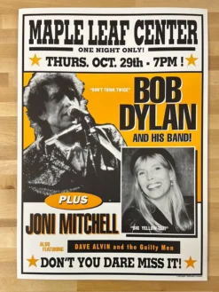 Bob Dylan - 1998 Geoff Gans Poster Wallingford, VT Joni Mitchell Gig Posters