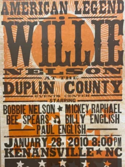 Willie Nelson - 2010 Hatch Show Print 1/28 Poster Kenansville, North Carolina Gig Posters