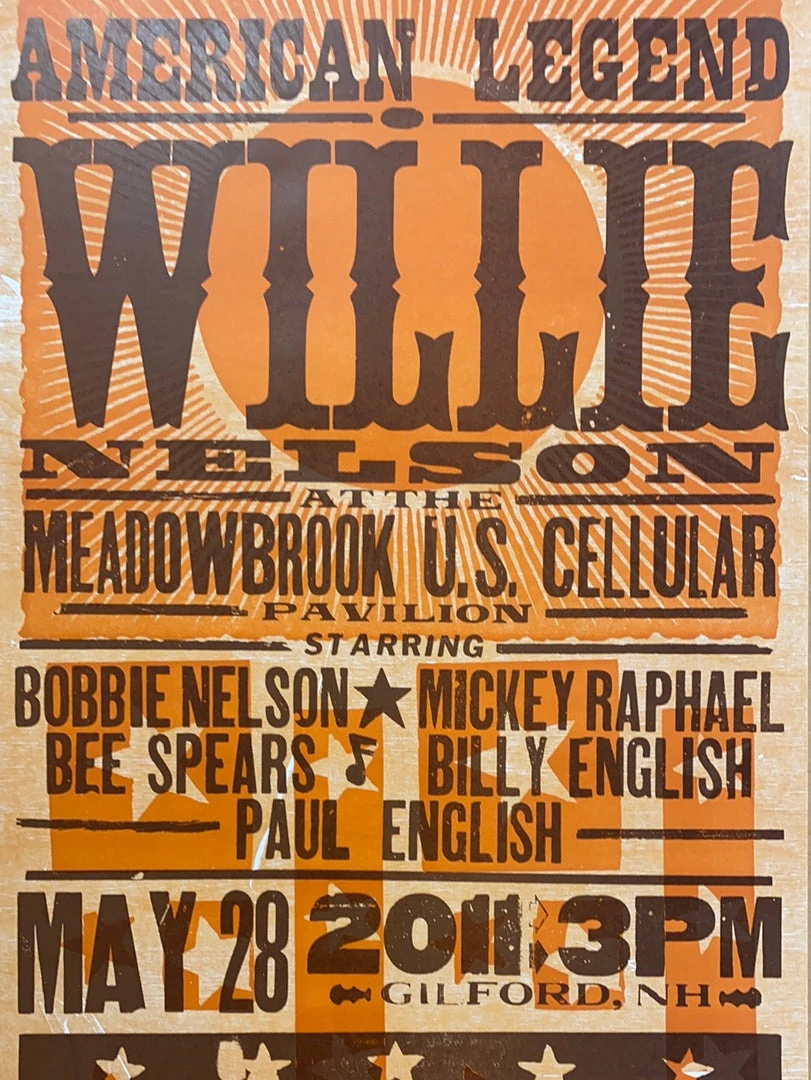 Willie Nelson - 2011 Hatch Show Print 5/28 Poster Gilford, New Hampshire