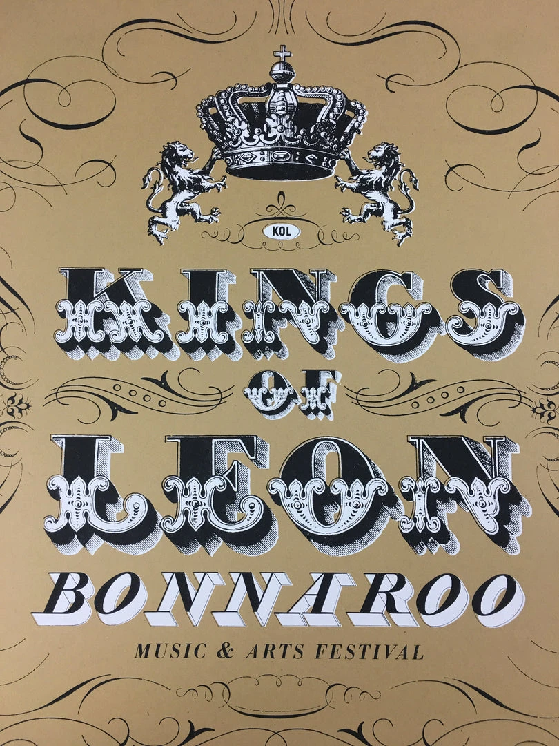 Sold Out Posters Kings Of Leon - 2010 Kilroe Ibanez Bonnaroo Poster Music Festival